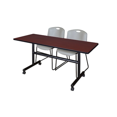 Kobe FlipTop Table, 60" W, 29" H, Laminate Top, Mahogany MKFT6024MH44GY